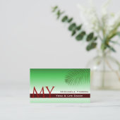 Groene gradiënt met Palm Leaf en Monogram Simple Visitekaartje (Staand voorkant)