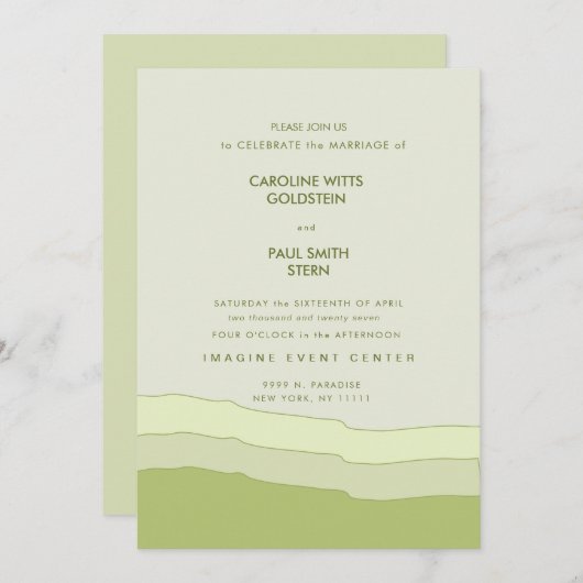 Groene Gradient Minimalist Elegant Bord Pastel Ter Aankondiging (Voorkant / Achterkant)