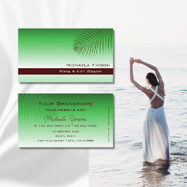 Groene gradiënt Modern met Palm Leaf Eenvoudig Chi Visitekaartje