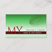 Groene gradiënt palmbladmonogram en Logo legant Visitekaartje (Voorkant)