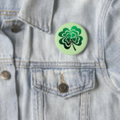 Groene Gradiënt Vierbladige Klaver Ronde Button 5,7 Cm (In situ)