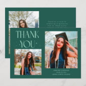 Groene Graduate Bedankt 2-Foto Aankondiging (Voorkant / Achterkant)