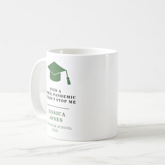 Groene Graduatie Cap Klasse van 2021 Pandemie Koffiemok (Voorkant links)