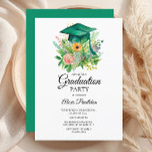 Groene Graduation Cap Floral High School Kaart