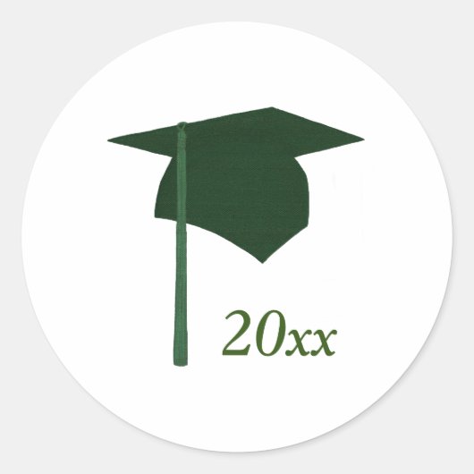 Groene Graduation Cap Stickers, Klasse van Ronde Sticker (Voorkant)