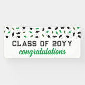 Groene Graduation Caps Klasse van Gefeliciteerd Spandoek (Horizontaal)