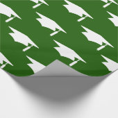 Groene Graduation Caps Pattern - Afstuderen Cadeaupapier (Hoek)