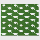 Groene Graduation Caps Pattern - Afstuderen Cadeaupapier (Vlak)