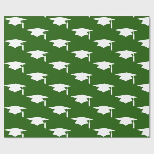 Groene Graduation Caps Pattern - Afstuderen Cadeaupapier (Vlak)