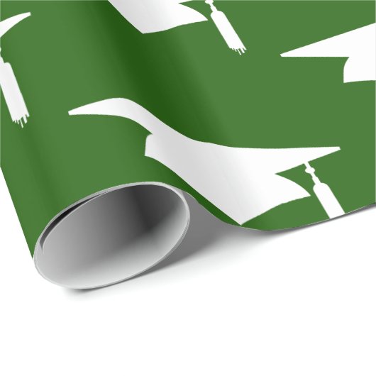 Groene Graduation Caps Pattern - Afstuderen Cadeaupapier (Rol Hoek)