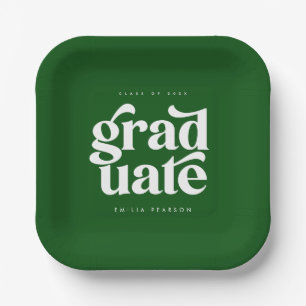 Groene Graduation Party van het oude moderne type Papieren Bordje