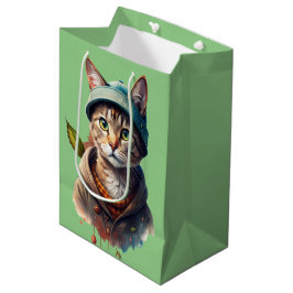 Groene graffiti kattencadeau tas medium cadeauzakje