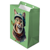 Groene graffiti kattencadeau tas medium cadeauzakje (Achterkant Gekanteld)