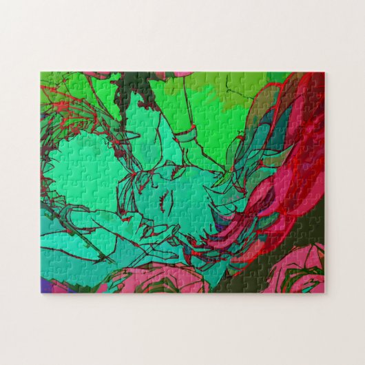 Groene graffiti-meisje legpuzzel (Horizontaal)