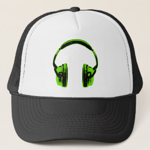 Groene grafische hoofdtelefoon trucker pet