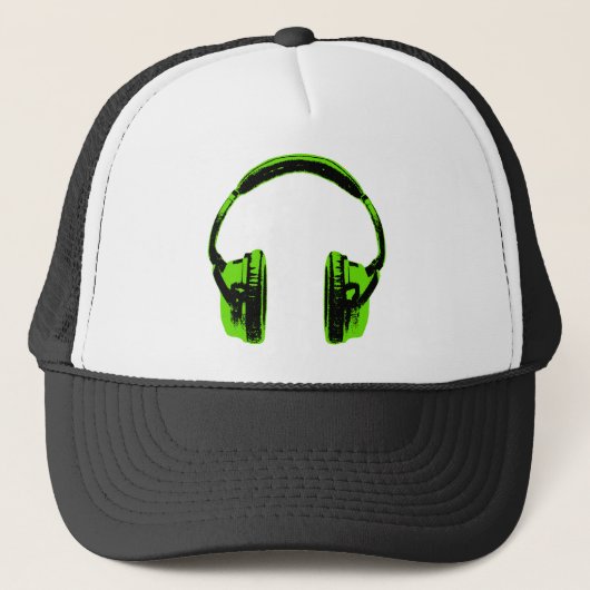 Groene grafische hoofdtelefoon trucker pet (Voorkant)