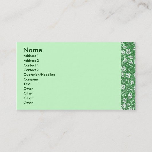 Groene grafische kaart met voorbeeldfunctie voor h visitekaartje (Voorkant)