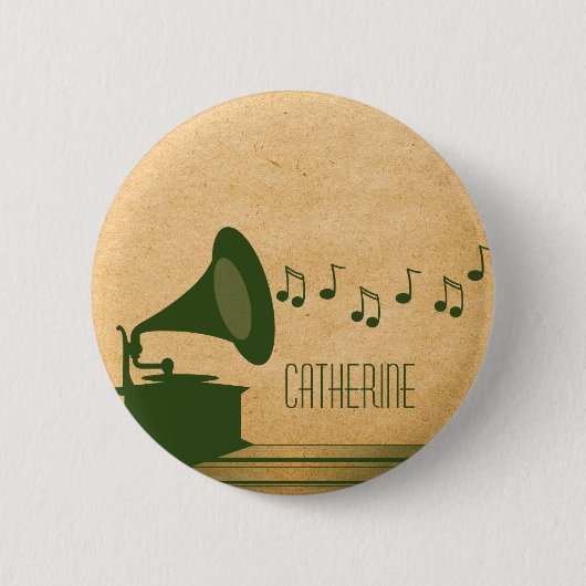 Groene Gramophone Button (Voorkant)