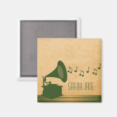Groene  Gramophone Magnet (Voorkant / Achterkant)