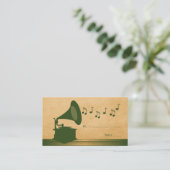 Groene  Gramophone Place Card Plaatskaartje (Staand voorkant)
