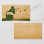 Groene  Gramophone Place Card Plaatskaartje (Voorkant / Achterkant)