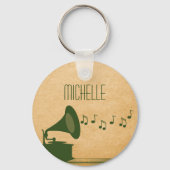 Groene  Gramophone Sleutelhanger (Voorkant)