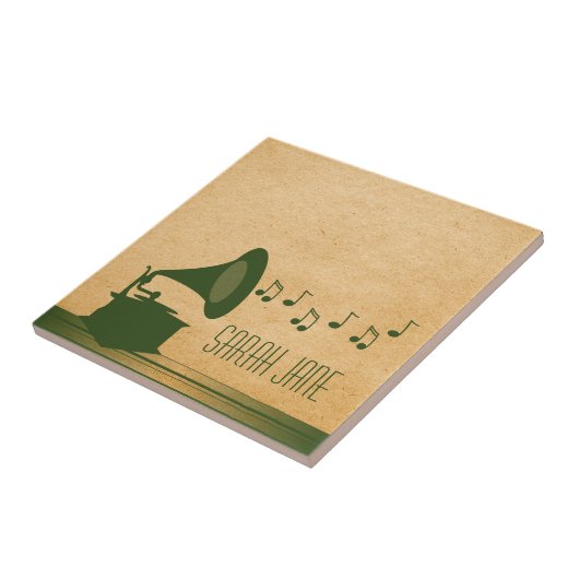 Groene  Gramophone Tegel Tegeltje (Zijkant)