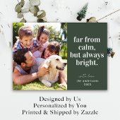 Groene Grappige Calm Heldere Foto Kerstmis Feestdagenkaart