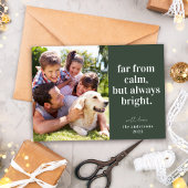 Groene Grappige Calm Heldere Foto Kerstmis Feestdagenkaart