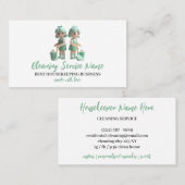 Groene Grappige Cartoon Vrouw Schoonmaak Visitekaartje (Voorkant / Achterkant)