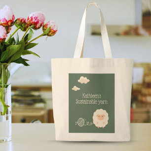 Groene, grappige, houdbare schaap breinaald grote tote bag