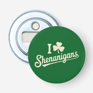 Groene Grappige Ierse Patty's Shamrock Heilige Pat Button Flesopener