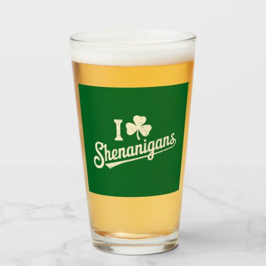 Groene Grappige Ierse Patty's Shamrock Heilige Pat Glas (Voorkant gevuld)