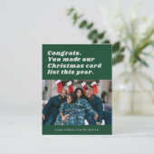 Groene grappige sarcastische kerstlijst kerstkaart (Staand voorkant)