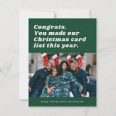 Groene grappige sarcastische kerstlijst kerstkaart (Voorkant)