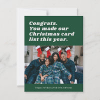 Groene grappige sarcastische kerstlijst kerstkaart