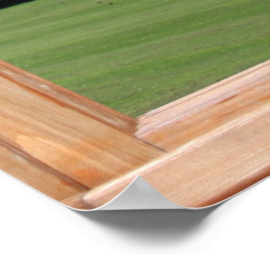 Groene gras, bomen en het blauwe hemelraam Uitzich Poster (Hoek)