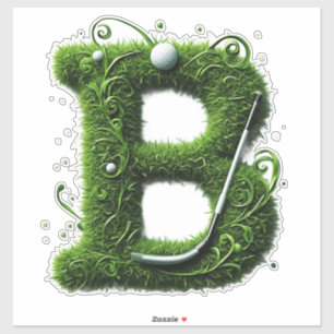 Groene Gras Letter B Met Golfbal, Club Sticker