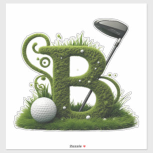 Groene Gras Letter B Met Golfclubs: Sport, Natuur Sticker