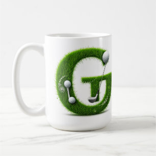 Groene Gras Letter G Met Golfbal, Club Koffiemok