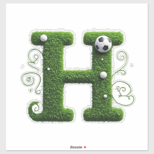 Groene Gras Letter H Met Voetbal Sticker (Vel)