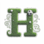 Groene Gras Letter H Met Voetbal Sticker (Voorkant)