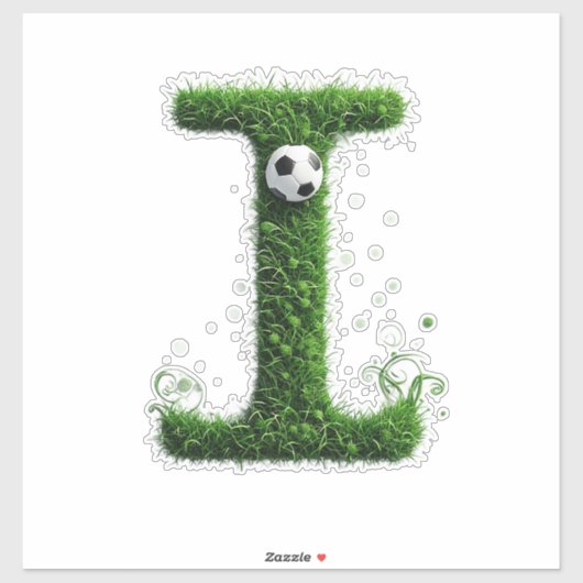 Groene Gras Letter I Met Voetbal Sticker (Vel)