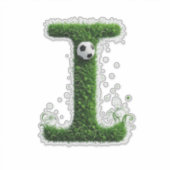 Groene Gras Letter I Met Voetbal Sticker (Voorkant)