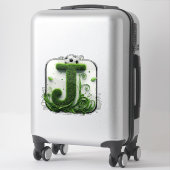 Groene Gras Letter J Met Voetbal Sticker (Koffer)