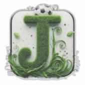 Groene Gras Letter J Met Voetbal Sticker (Voorkant)