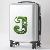 Groene Gras Letter J Met Voetbal Sticker (Koffer)
