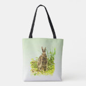 Groene gras met bruine konijnenkonijn-Canvas tas (Achterkant)