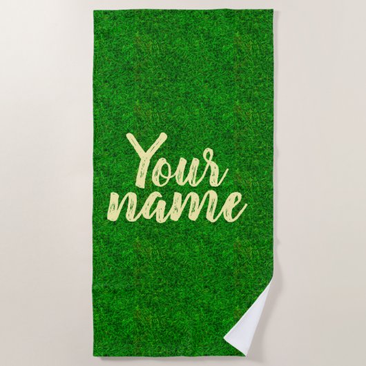 Groene gras textuur van een voetbalveld strandlaken (Voorkant)