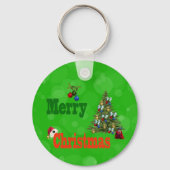 Groene grasbowlen Kerststijl, sleutelhanger (Voorkant)